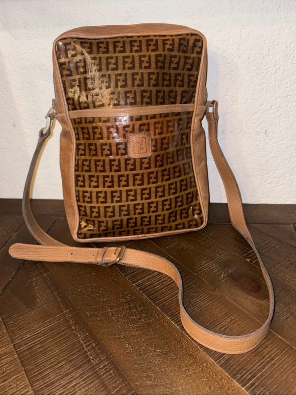 Fendi Brown Tan FF Monogram Messenger Bag